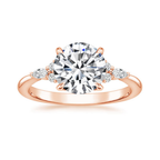 18K Solid Gold Petite Rosea Round Lab Diamond Ring Set