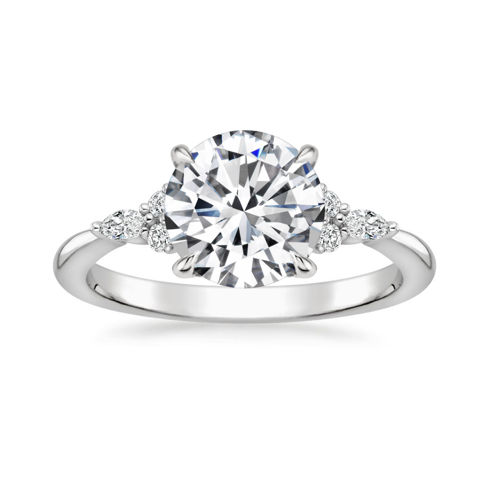 Petite Rosea Lab Diamond Ring Set (Band 0.20 ctw) in 18K Gold - Round