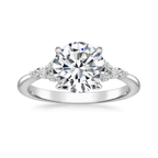 18K Solid Gold Petite Rosea Round Lab Diamond Ring Set
