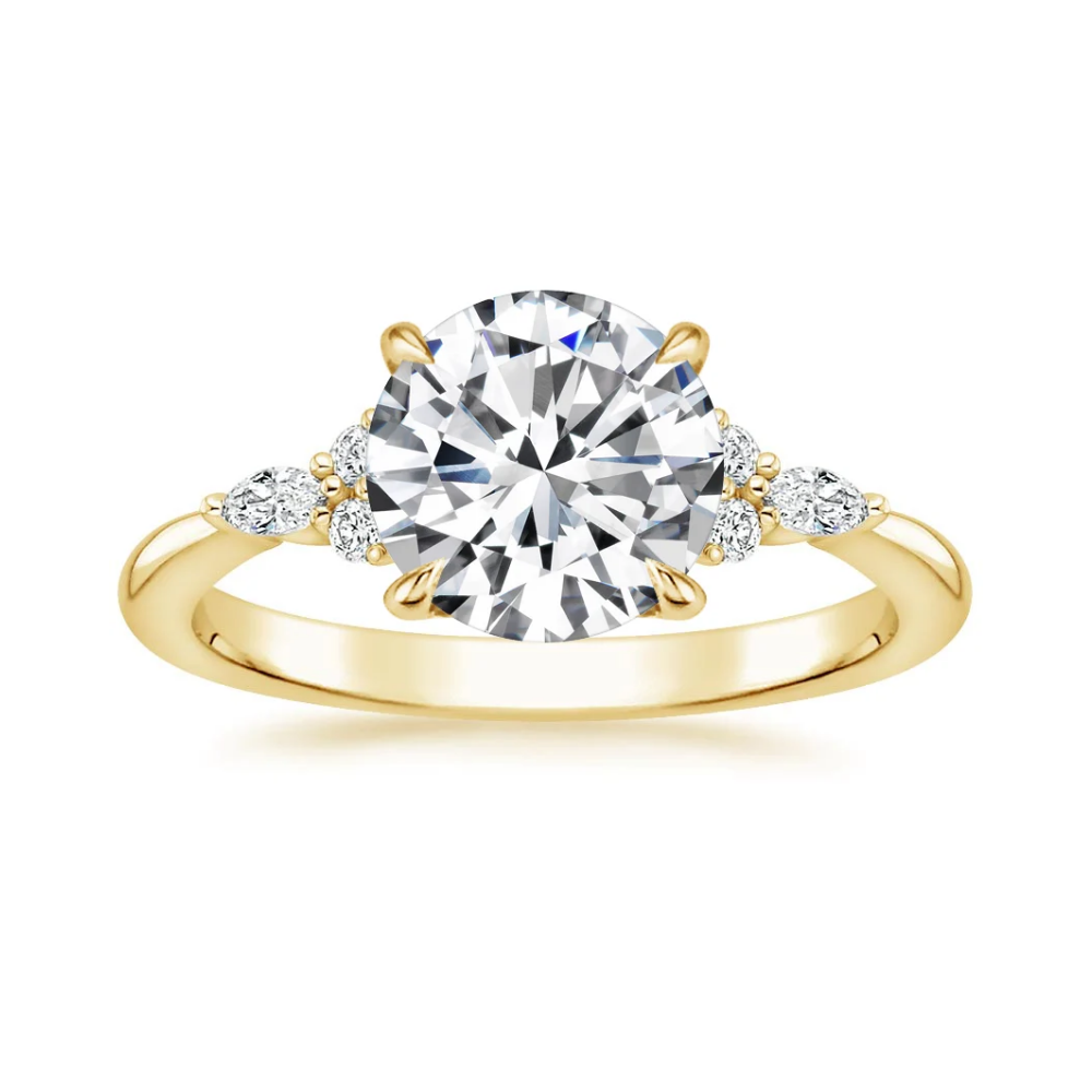 Petite Rosea Lab Diamond Ring Set (Band 0.20 ctw) in 18K Gold - Round