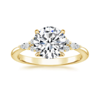18K Solid Gold Petite Rosea Round Lab Diamond Ring Set