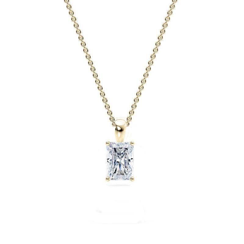 Radiant Pendant Lab Diamond Necklace 18K Gold
