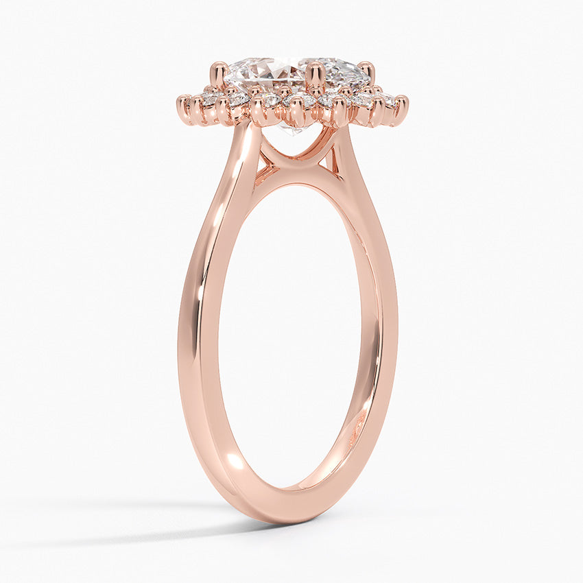 Vintage Halo Lab Grown Diamond Engagement Ring in 18k Gold - Oval