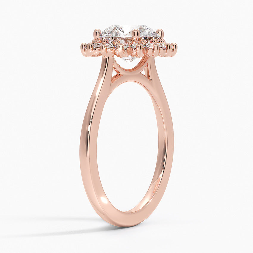 Vintage Halo Lab Grown Diamond Engagement Ring in 18k Gold - Round