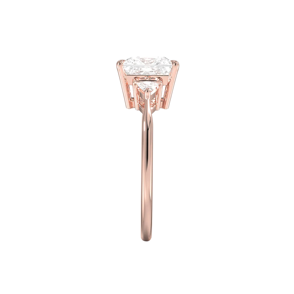 Trilogy (Trilliant Side Stones) Lab Diamond Engagement Ring in 18K Gold - Princess