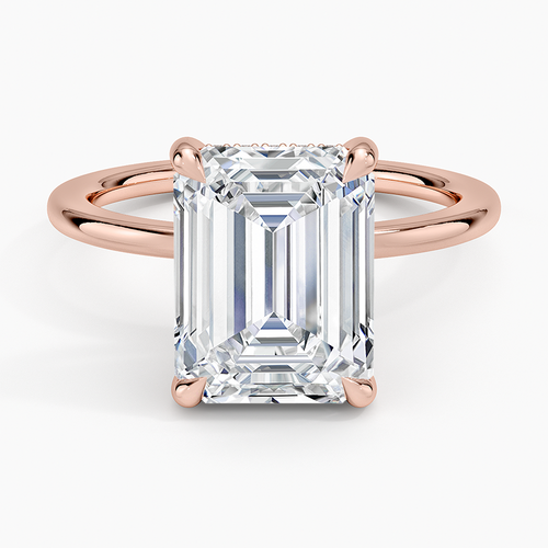 ecomposer-view with diamond shape-emerald, ecomposer-metal type-rose-gold-18k