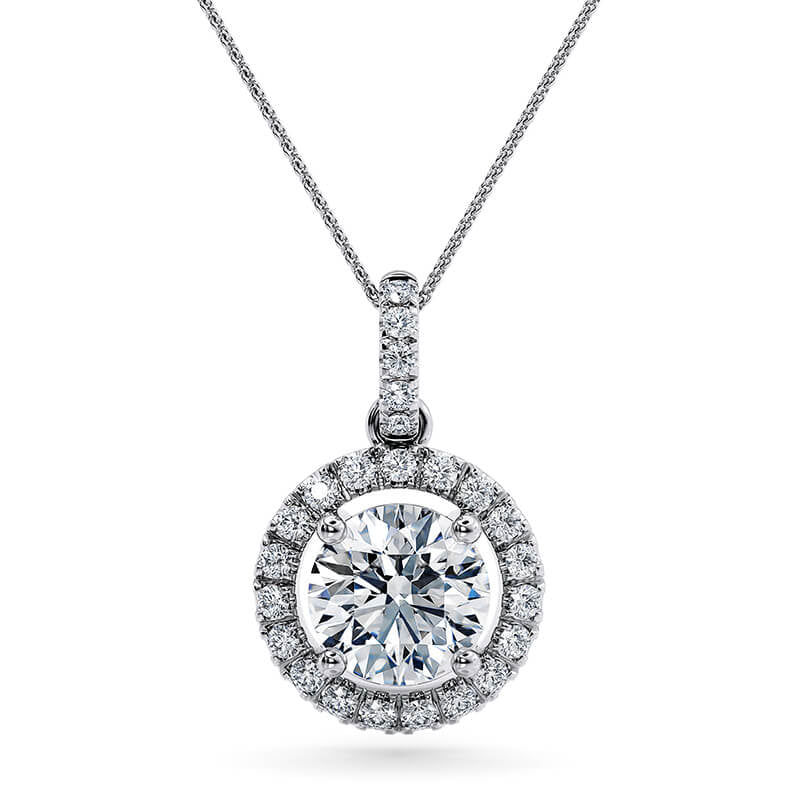 Round Halo Lab Diamond Pendant (0.5 ct.) Necklace 18K Gold