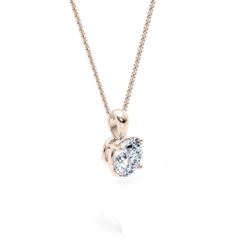 Round Pendant Lab Diamond Necklace 18K Gold