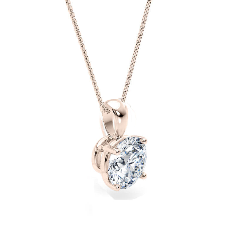 Round Pendant Lab Diamond Necklace 18K Gold