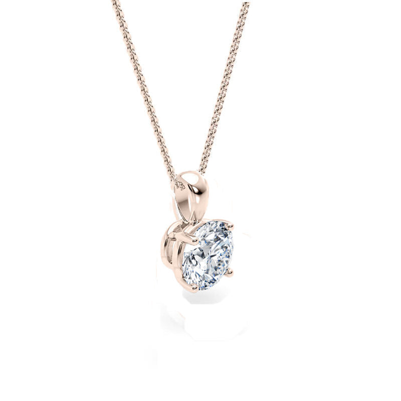 Round Pendant Lab Diamond Necklace 18K Gold