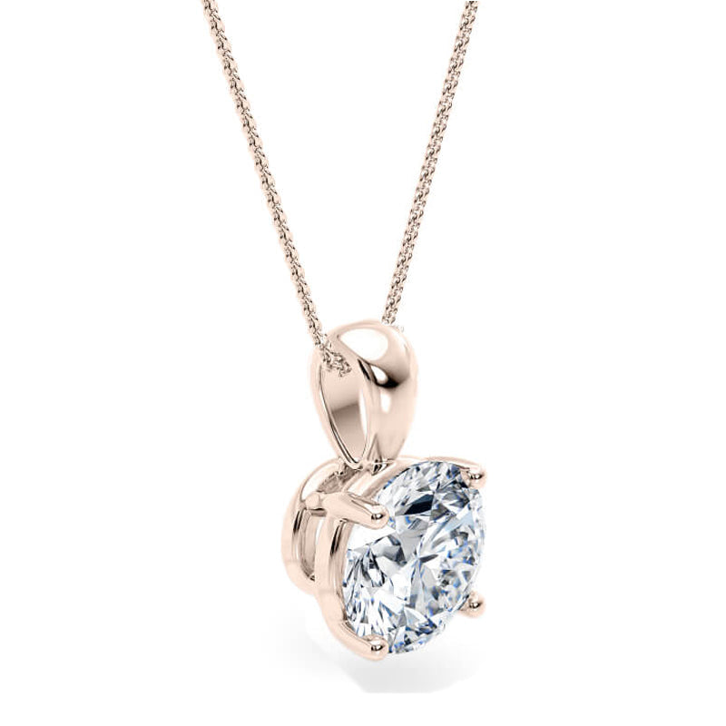 Round Pendant Lab Diamond Necklace 18K Gold