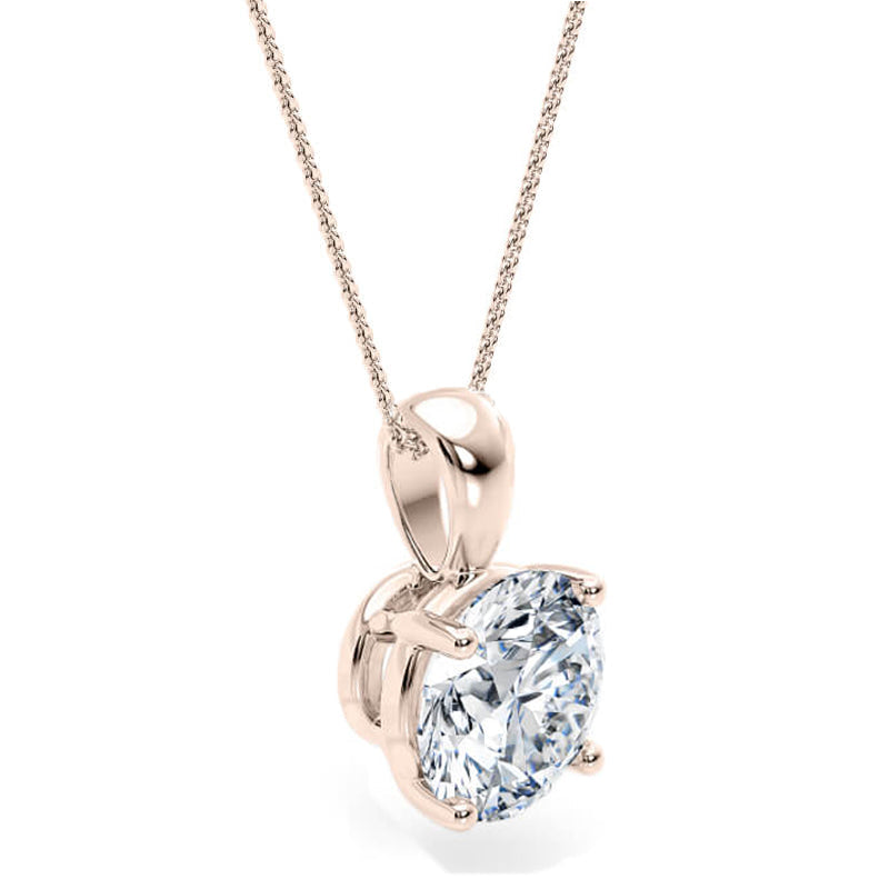 Round Pendant Lab Diamond Necklace 18K Gold