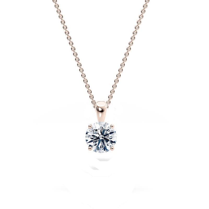 Round Pendant Lab Diamond Necklace 18K Gold