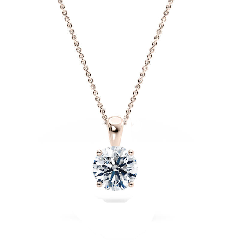 Round Pendant Lab Diamond Necklace 18K Gold