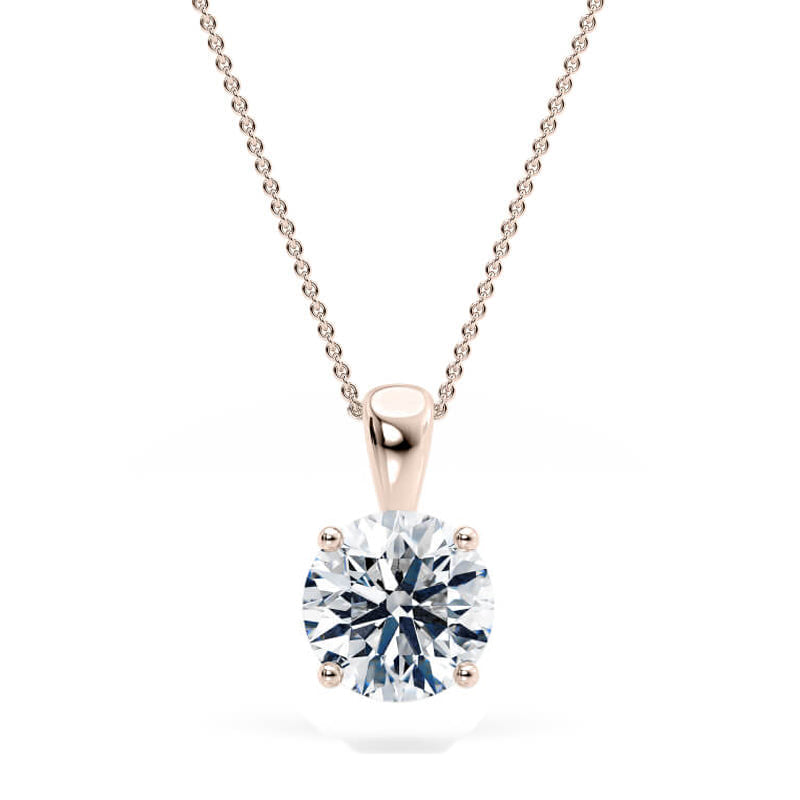 Round Pendant Lab Diamond Necklace 18K Gold