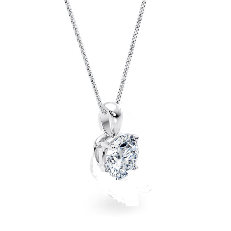 Round Pendant Lab Diamond Necklace 18K Gold