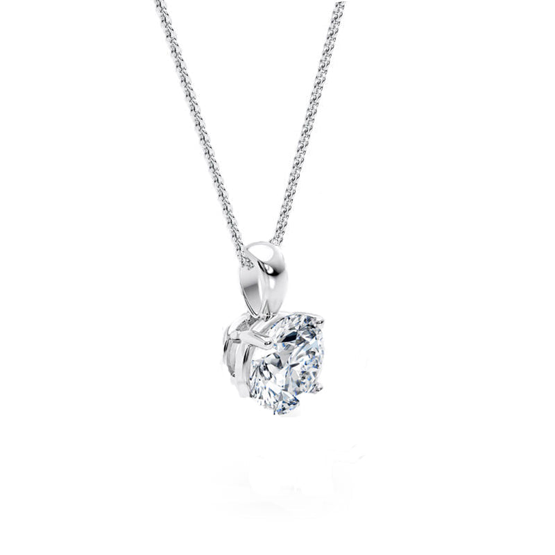 Round Pendant Lab Diamond Necklace 18K Gold