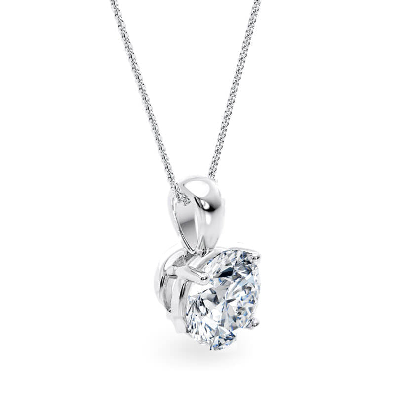 Round Pendant Lab Diamond Necklace 18K Gold