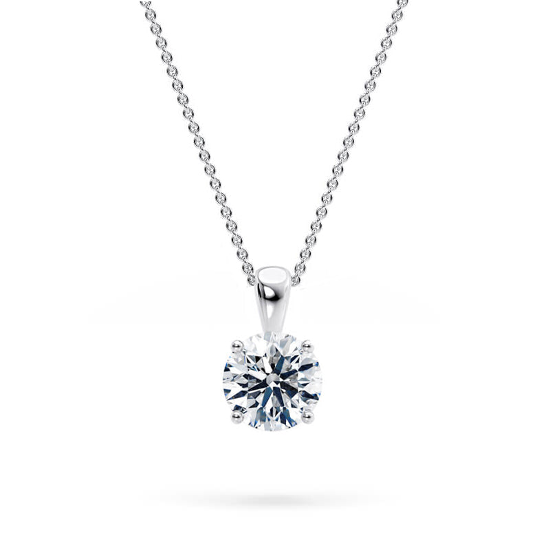 Round Pendant Lab Diamond Necklace 18K Gold
