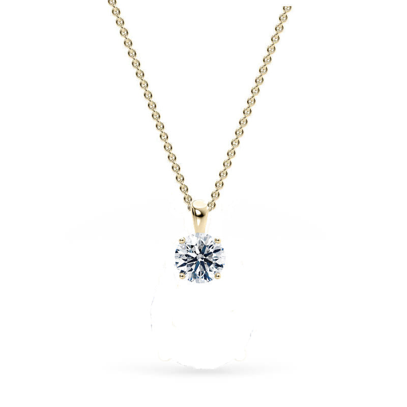 Round Pendant Lab Diamond Necklace 18K Gold