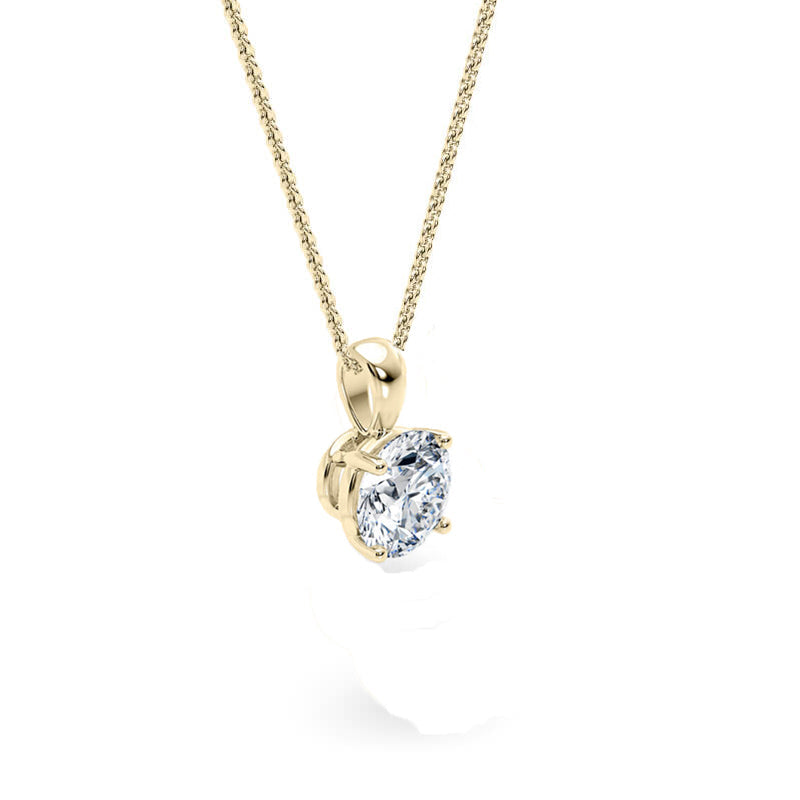 Round Pendant Lab Diamond Necklace 18K Gold