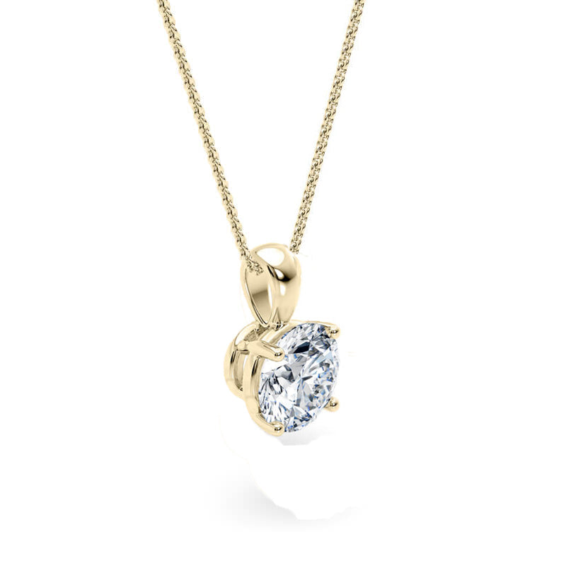 Round Pendant Lab Diamond Necklace 18K Gold