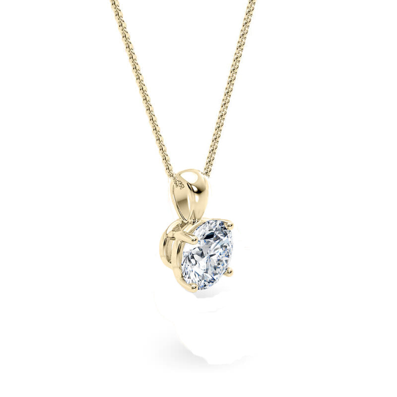 Round Pendant Lab Diamond Necklace 18K Gold