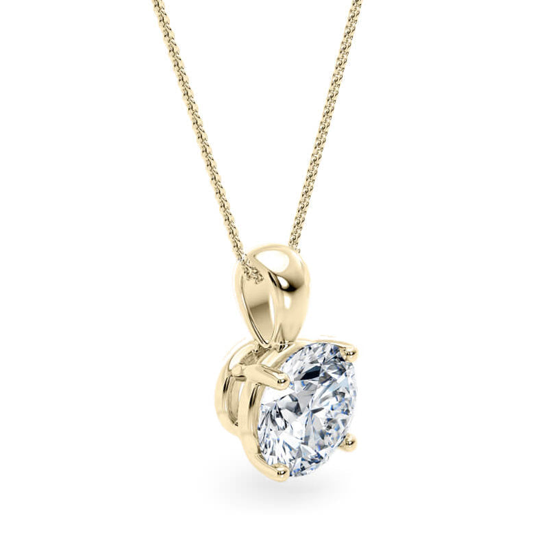 Round Pendant Lab Diamond Necklace 18K Gold