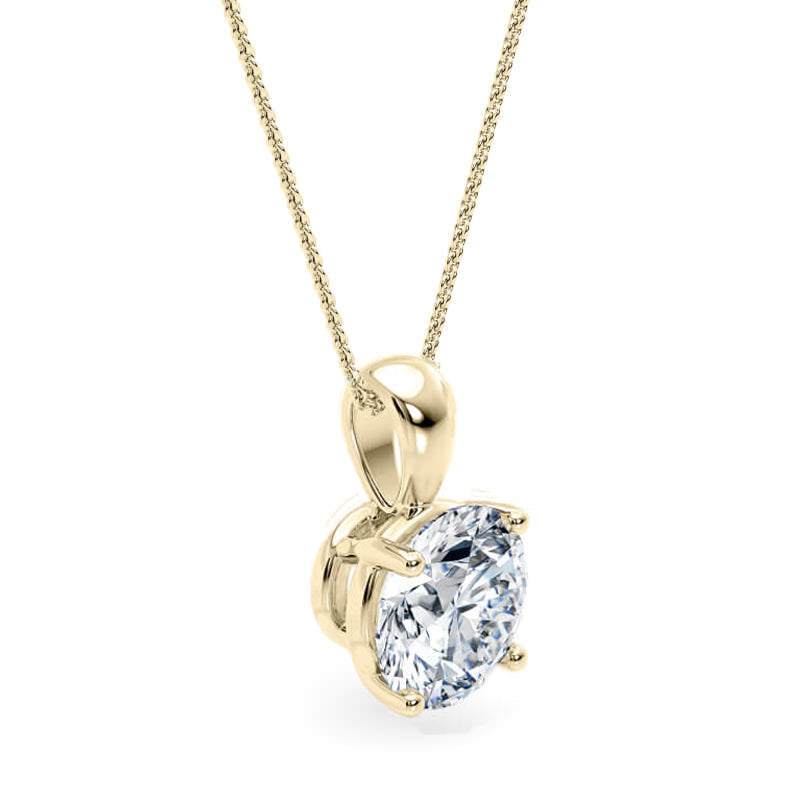 Round Pendant Lab Diamond Necklace 18K Gold