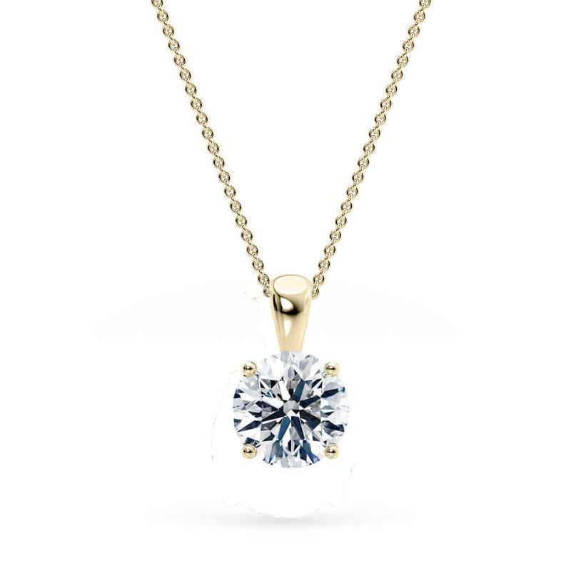 Round Pendant Lab Diamond Necklace 18K Gold