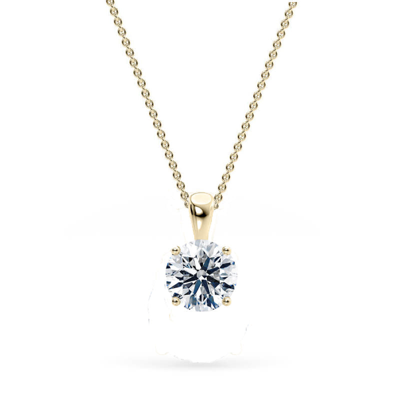 Round Pendant Lab Diamond Necklace 18K Gold