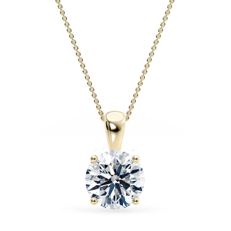Round Pendant Lab Diamond Necklace 18K Gold