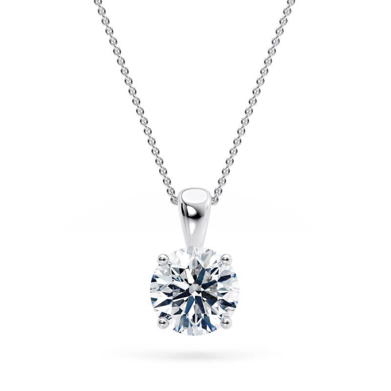 Round Pendant Lab Diamond Necklace 18K Gold