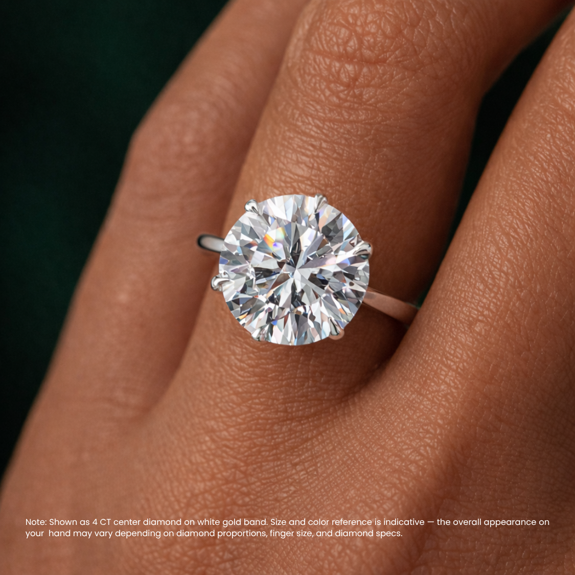 4 Carat Round Solitaire Lab Grown Diamond Tulip Petal (6 prongs) Cathedral Setting Engagement Ring in 18K Gold