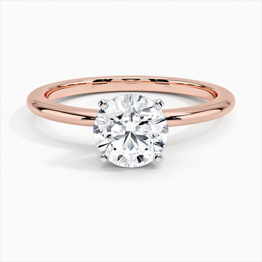 Classic Round Cut Solitaire Engagement Ring in Solid Gold⁠