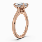 18K Solid Gold Cushion Hidden Halo Tulip Diamond Ring
