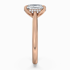 18K Solid Gold Cushion Hidden Halo Tulip Diamond Ring