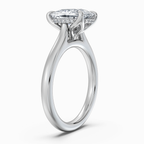 18K Solid Gold Cushion Hidden Halo Tulip Diamond Ring