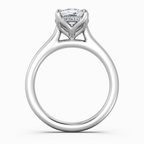 18K Solid Gold Cushion Hidden Halo Tulip Diamond Ring