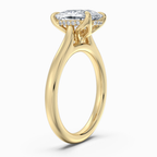 18K Solid Gold Cushion Hidden Halo Tulip Diamond Ring