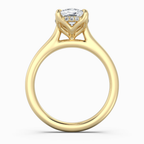 18K Solid Gold Cushion Hidden Halo Tulip Diamond Ring