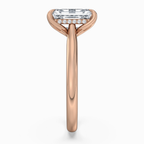 18K Solid Gold Emerald Hidden Halo Cathedral Lab Diamond Ring