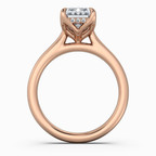 18K Solid Gold Emerald Hidden Halo Cathedral Lab Diamond Ring