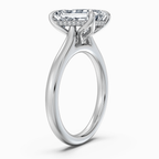 18K Solid Gold Emerald Hidden Halo Cathedral Lab Diamond Ring