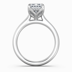 18K Solid Gold Emerald Hidden Halo Cathedral Lab Diamond Ring