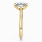 18K Solid Gold Emerald Hidden Halo Cathedral Lab Diamond Ring