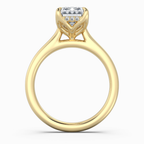 18K Solid Gold Emerald Hidden Halo Cathedral Lab Diamond Ring
