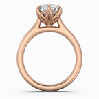 Pear Cut Tulip Basket Hidden Halo Solitaire Engagement Ring in Solid Gold⁠