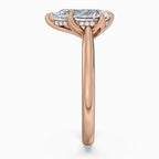 Pear Cut Tulip Basket Hidden Halo Solitaire Engagement Ring in Solid Gold⁠