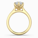 Pear Cut Tulip Basket Hidden Halo Solitaire Engagement Ring in Solid Gold⁠